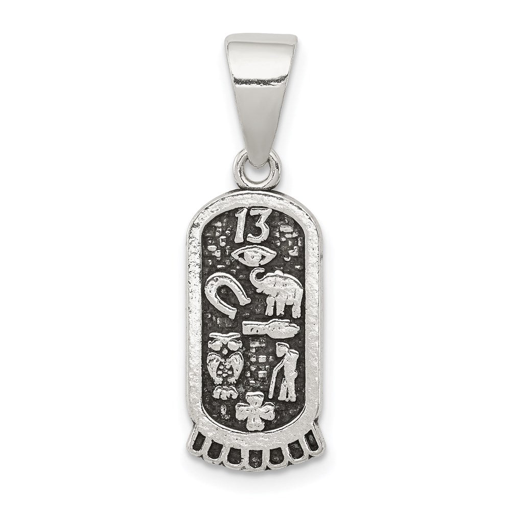 Sterling Silver Antiqued Mini Good Luck Icons Pendant, 12 x 8 mm