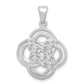 Sterling Silver Rhodium-plated Polished Celtic Knot Pendant, 19 x 19 mm