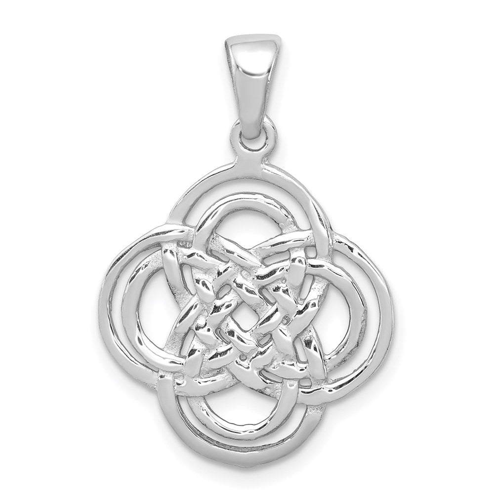 Sterling Silver Rhodium-plated Polished Celtic Knot Pendant, 19 x 19 mm