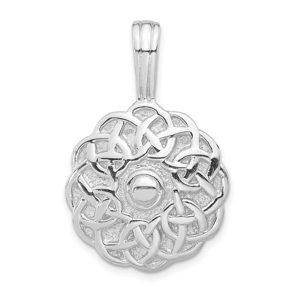 Sterling Silver Polished and Textured Fancy Circle Pendant, 34.25 x 22.6 mm
