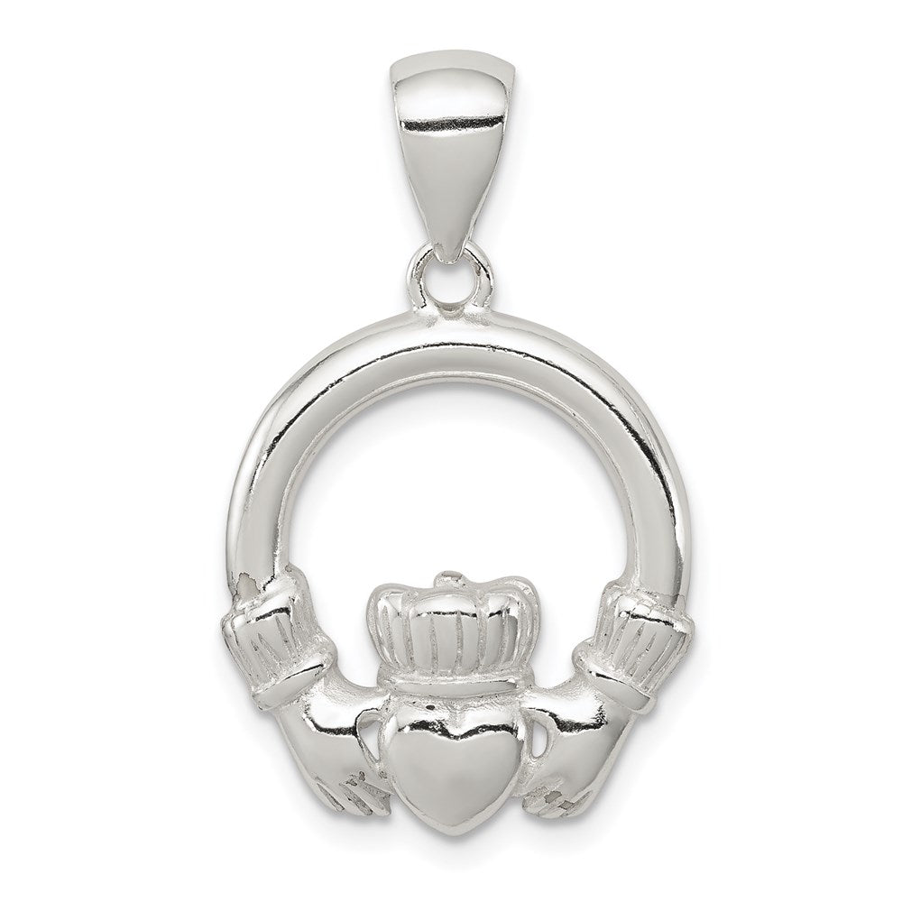 Sterling Silver Claddagh Pendant, 20 x 17 mm