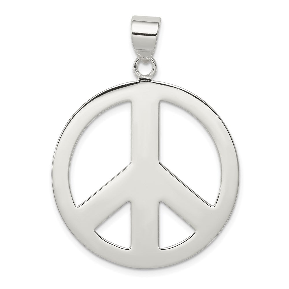Sterling Silver Polished Peace Pendant, 30 x 30 mm