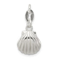 Sterling Silver Polished & Satin Seashell Charm, 22.6 x 10.5 mm