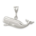 Sterling Silver Polished Whale with Open Mouth Pendant, 26 x 37.5 mm