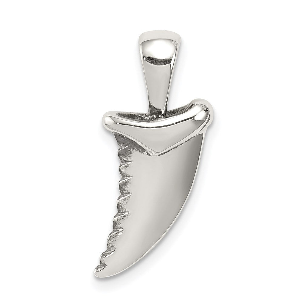Sterling Silver Antiqued Polished Shark Tooth Pendant, 22 x 10 mm