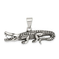 Sterling Silver Antiqued & Textured Crocodile Pendant, 20 x 37 mm