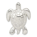 Sterling Silver Polished & Textured Turtle Chain Slide Pendant, 35 x 27 mm