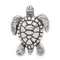 Sterling Silver Antiqued & Textured Turtle Chain Slide Pendant, 35 x 27 mm