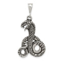 Sterling Silver Antiqued Snake Pendant, 39 x 19.5 mm