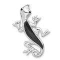 Sterling Silver Polished Enameled Gecko Chain Slide Pendant, 35.7 x 23 mm