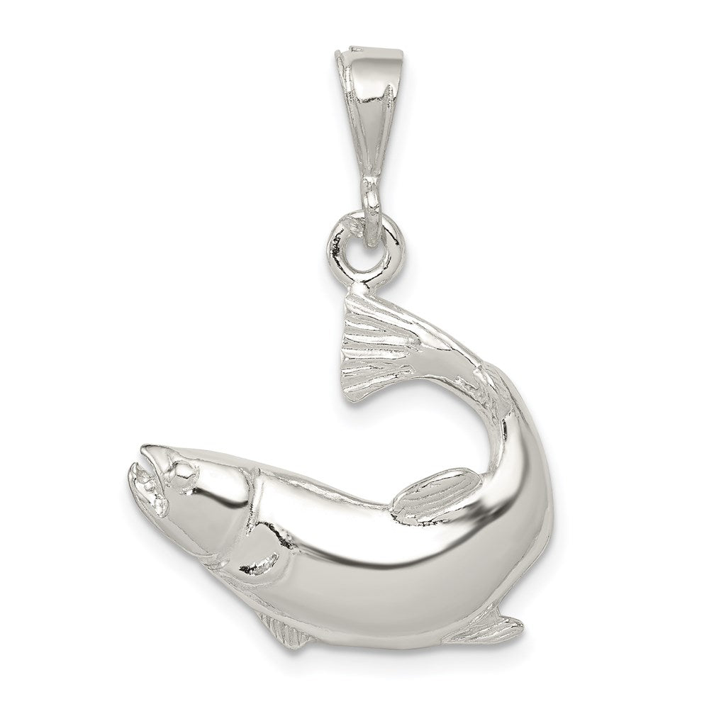 Sterling Silver Polished Salmon Pendant, 30 x 20.5 mm