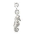 Sterling Silver Polished and Textured Seahorse Charm, 27 x 6.5 mm