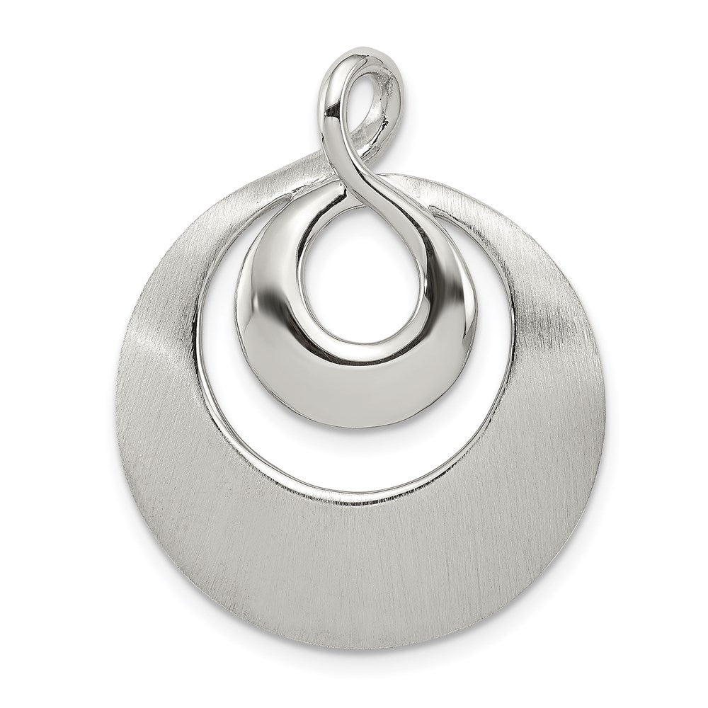 Sterling Silver Rhod-pltd Polished/Satin Infinity Swirl Chain Slide Pendant, 30 mm