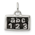 Sterling Silver Polished Enamel ABC 123 Pendant, 14 x 12.5 mm