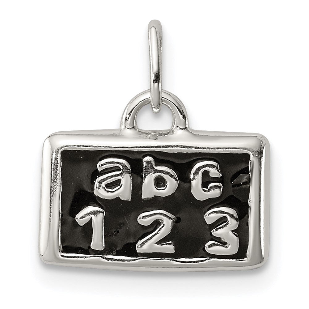 Sterling Silver Polished Enamel ABC 123 Pendant, 14 x 12.5 mm