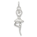 Sterling Silver Polished Ballerina Pendant, 30.5 x 9 mm