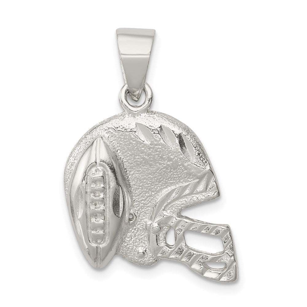 Sterling Silver Polished Football & Helmet Pendant, 28.5 x 16.5 mm