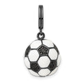 Sterling Silver Rhodium-plated & CZ 3D Soccer Ball Pendant, 14.35 x 14.35 mm