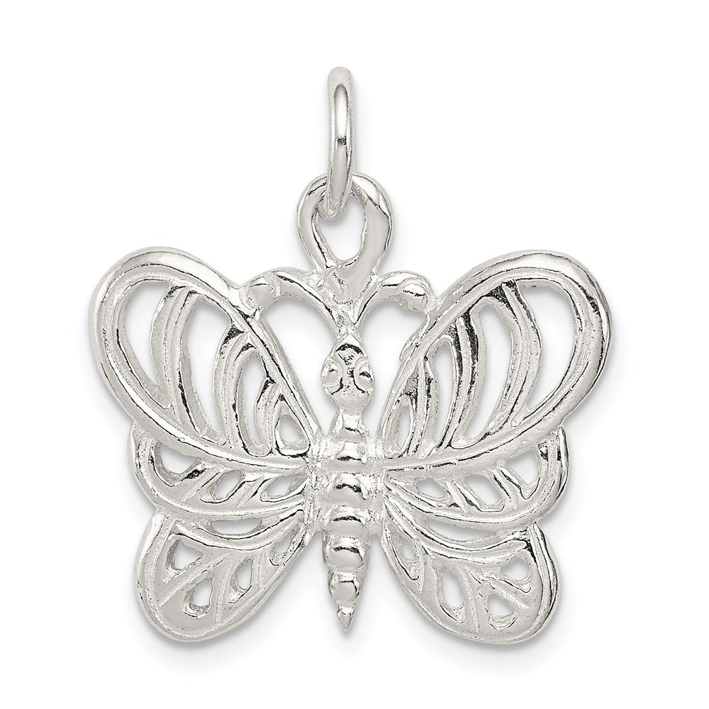 Sterling Silver Butterfly Charm, 25 x 25 mm