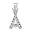 Sterling Silver Polished Bats and Baseball Pendant, 21.65 x 12.22 mm