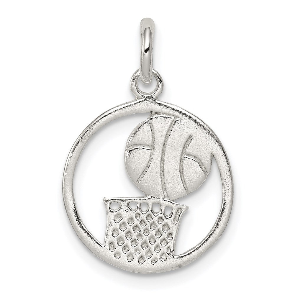 Sterling Silver Polished Basketball Pendant, 14.25 x 14.25 mm