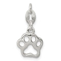 Sterling Silver Polished Paw Print Charm, 10.3 x 10.3 mm