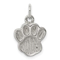 Sterling Silver Polished and Textured Paw Print Charm, 14.5 x 11.6 mm