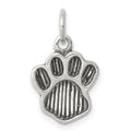 Sterling Silver Polished and Antiqued Paw Pendant, 14.5 x 11.6 mm