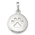 Sterling Silver Polished Paw Print Pendant, 15.2 x 13.5 mm