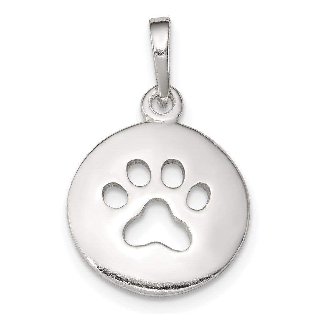 Sterling Silver Polished Paw Print Pendant, 15.2 x 13.5 mm