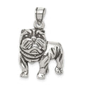 Sterling Silver Antiqued Bulldog Pendant, 23.25 x 17.65 mm
