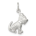 Sterling Silver Polished and Textured Dog Pendant, 16.5 x 8.8 mm