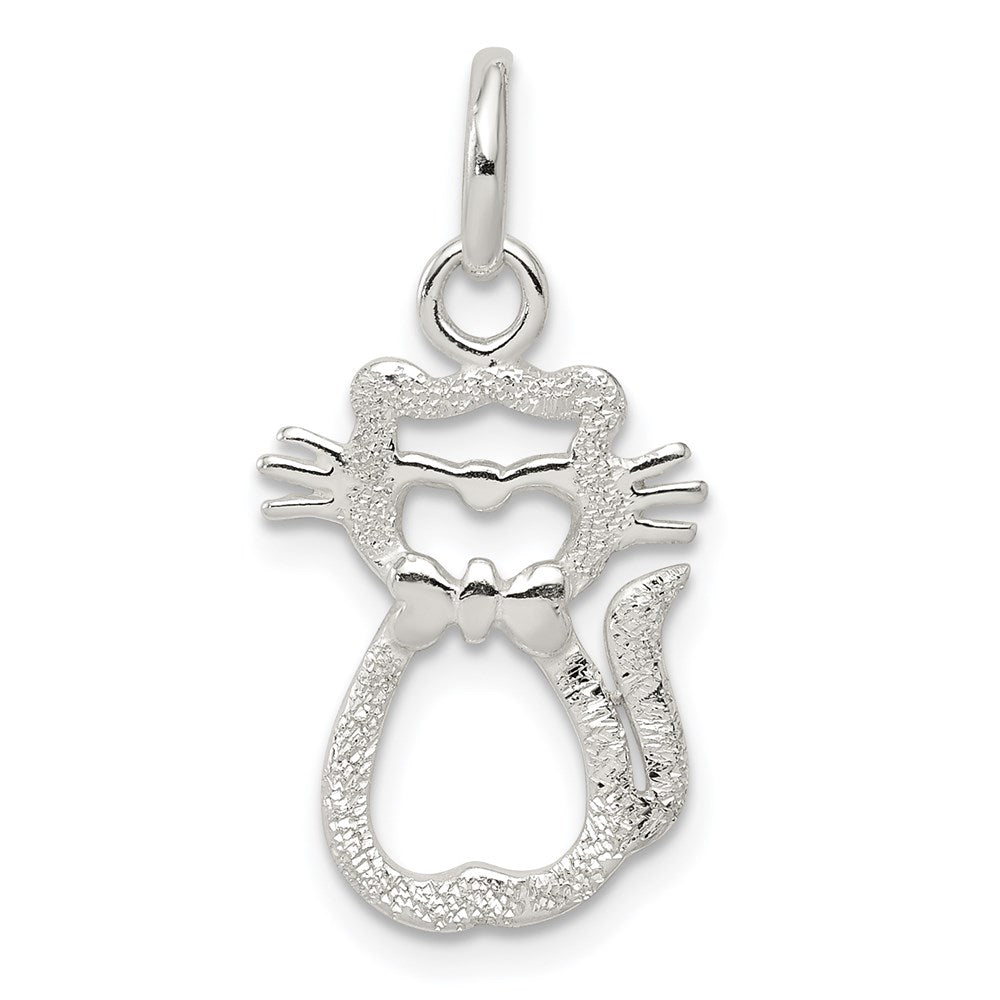 Sterling Silver Polished Cat Charm, 18.5 x 12.3 mm