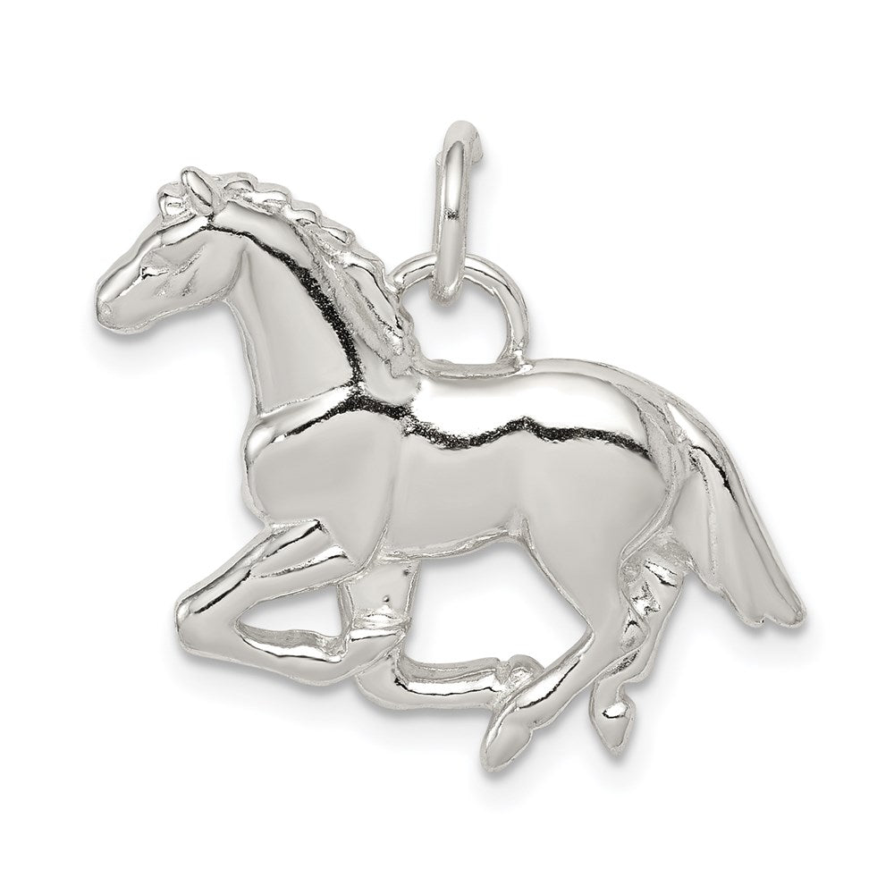 Sterling Silver Polished & Textured Horse Pendant, 20 x 23 mm