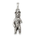 Sterling Silver Antiqued & Textured Bear Standing up Pendant, 17 x 7 mm