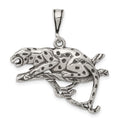Sterling Silver Antiqued & Textured Leopard on Branch Pendant, 20 x 28 mm