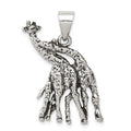 Sterling Silver Antiqued Giraffes Pendant, 29 x 22 mm