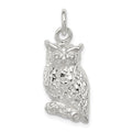 Sterling Silver Polished & Textured Perched Owl Pendant, 20.5 x 11 mm