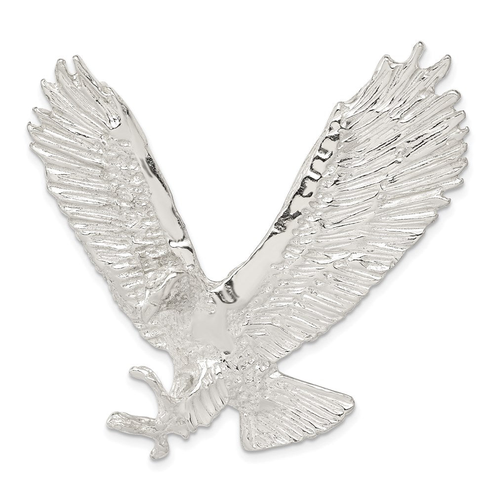 Sterling Silver Polished & Textured Eagle Chain Slide, 44 x 45 mm