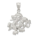 Sterling Silver Polished & Textured Chinese Dragon Pendant, 35.73 x 25.7 mm