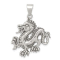 Sterling Silver Antiqued & Textured Chinese Dragon Pendant, 35.58 x 25.7 mm