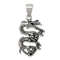 Sterling Silver Antiqued & Textured Dragon Pendant, 31.34 x 15.44 mm