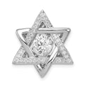 Sterling Silver Platinum-plated Polished Vibrant CZ Star of David Pendant, 21.18 x 18.57 mm