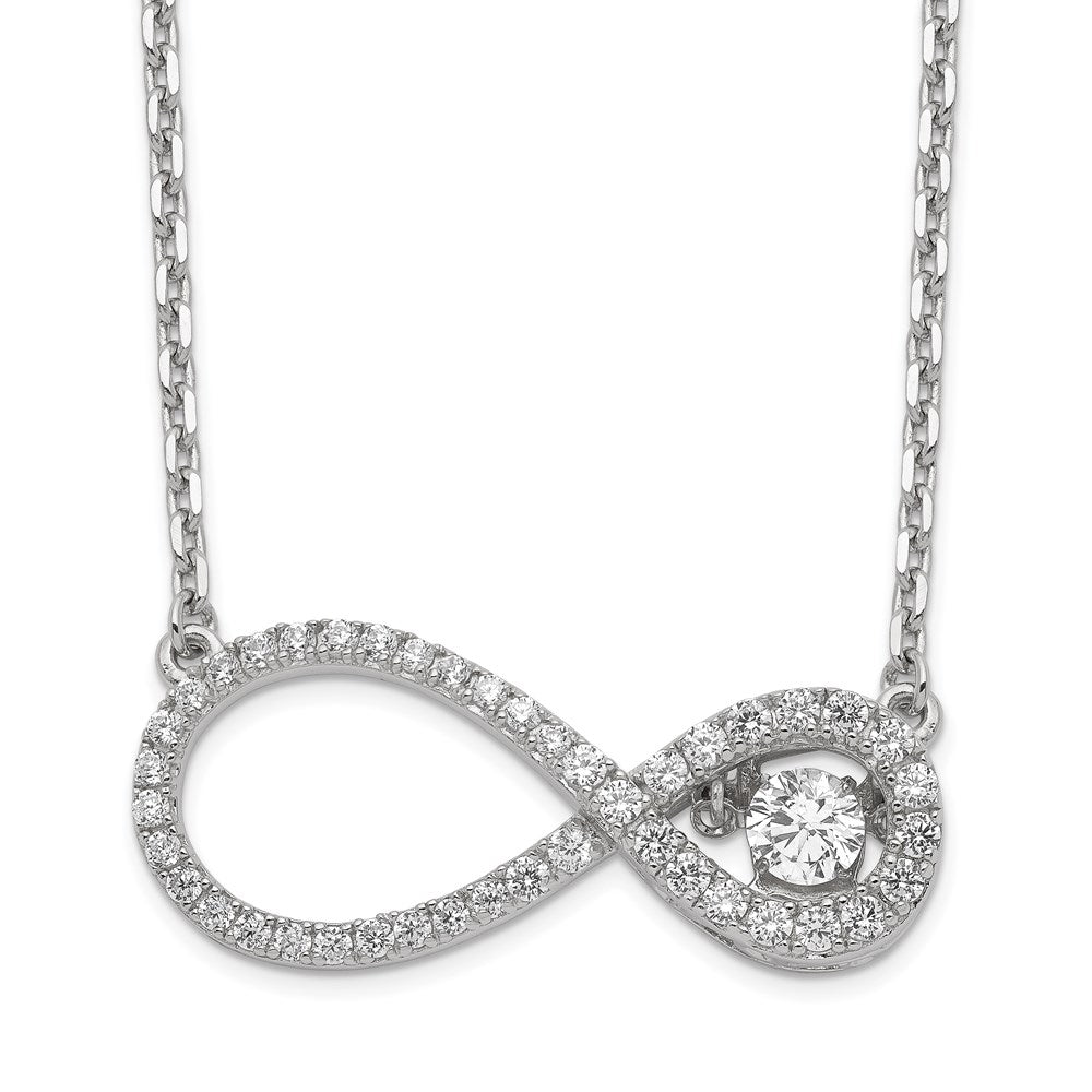 Sterling Silver Polished Vibrant CZ Infinity Necklace, 12.6 mm