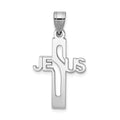 Sterling Silver Rhodium-plated Jesus Cross Extra Small Pendant, 30.5 x 16.75 mm