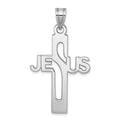 Sterling Silver Rhodium-plated Jesus Cross Extra Large Pendant, 43.25 x 24.75 mm