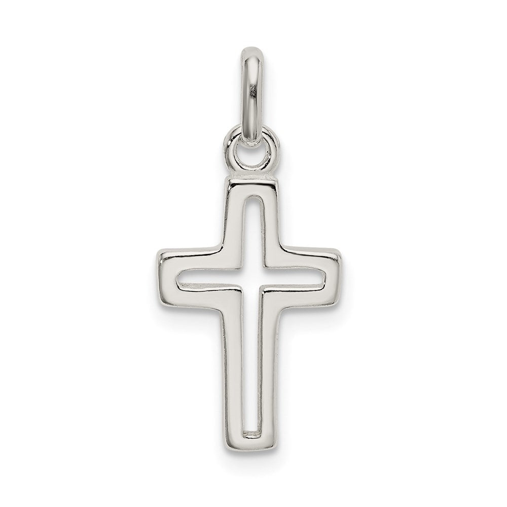 Sterling Silver Cut-out Cross Charm, 20 x 11 mm
