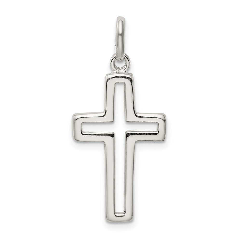 Sterling Silver Cut-out Cross Charm, 26.8 x 15 mm
