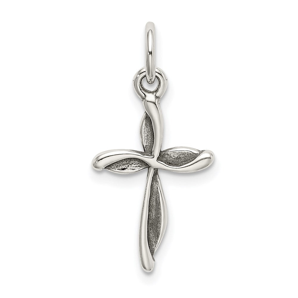 Sterling Silver Antiqued Passion Cross Charm, 20.6 x 12 mm