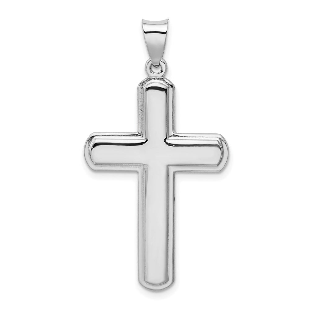 Sterling Silver Rhodium-plated Polished Cross Pendant, 35 x 21.7 mm
